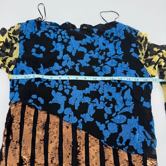 Rachel Comey Sequin Floral & Metallic Mixed Media Long Sleeve Dress, Size 2 - Picture 9 of 12